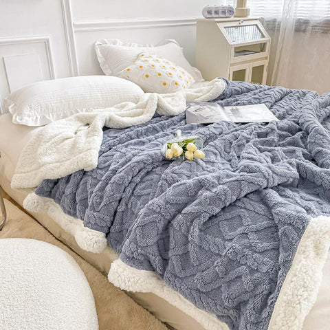 Thick Bed Blanket Double Sided Lamb Cashmere-HA00434-Veeddydropshipping