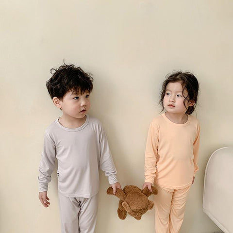2022 Children Modal Pajamas Set Baby Kid Simple Solid Sleepwear-TB01104-Veeddydropshipping