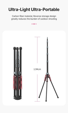 MT-49 1.9M Carbon Fiber Lighting Stand Portable Tripod Photography Light Stand-CE00287-Veeddydropshipping
