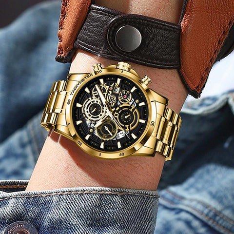 Quartz Watch Men Gold Black Mens Watches Waterproof -JW00649-Veeddydropshipping
