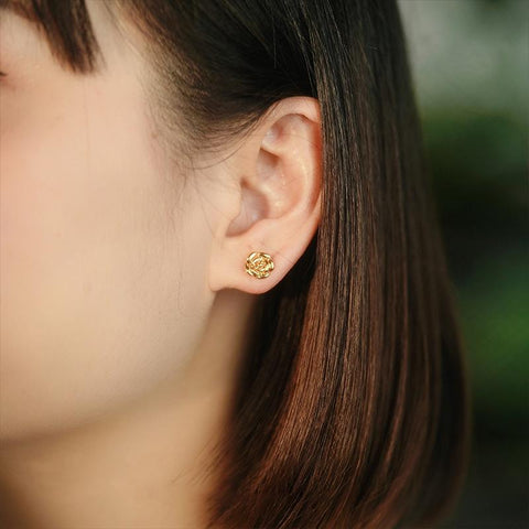 18K Gold Stud Earrings Women Gold Luxur Dimensional Rose Gifts -JW00087-Veeddydropshipping