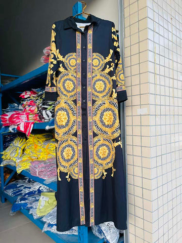 African Chiffon Loose Long Dashiki Dress-WF01659-Veeddydropshipping