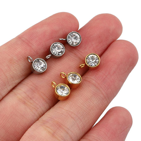 Steel Rhinestone Earring Posts  Studs with Loop Rings DIY Earrings -JW01620-Veeddydropshipping