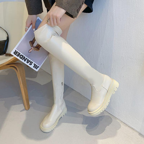 Women&#39;s Large Size 43 Boot Comfortable Elastic High Cavalier-BS00931-Veeddydropshipping