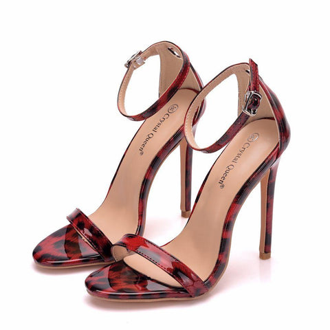 Red Blue Leopard Thin High Heel Sandals Gladiator Stilettos-BS00851-Veeddydropshipping