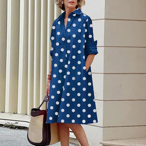 Long Sleeves Turn-down Collar Streetwear Female Dresses-Veeddydropshipping