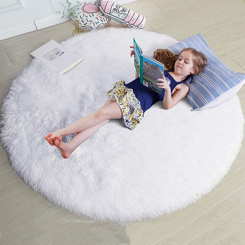 Plush Round Rug Fluffy Carpets Soft Home Decor-HA00480-Veeddydropshipping