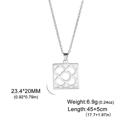Barcelona Flower Square Pendant Chain Necklaces for Women -JW01232-Veeddydropshipping