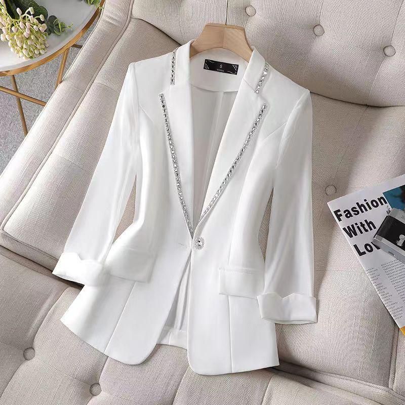 Diamond Studded Suit Sleeve Small Coat-Veeddydropshipping
