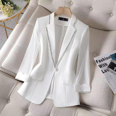 Diamond Studded Suit Sleeve Small Coat-Veeddydropshipping