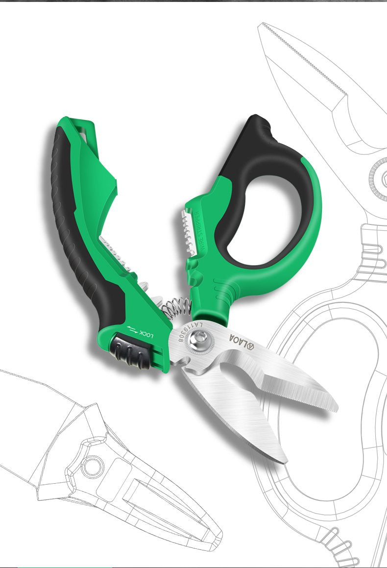 Heavy Duty Electrician Scissors with Wire Cable Stripping-TI00042-Veeddydropshipping