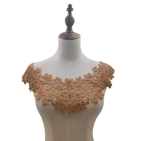 Applique Embroidery Lace Fabric Neckline Collar-WF01332-Veeddydropshipping