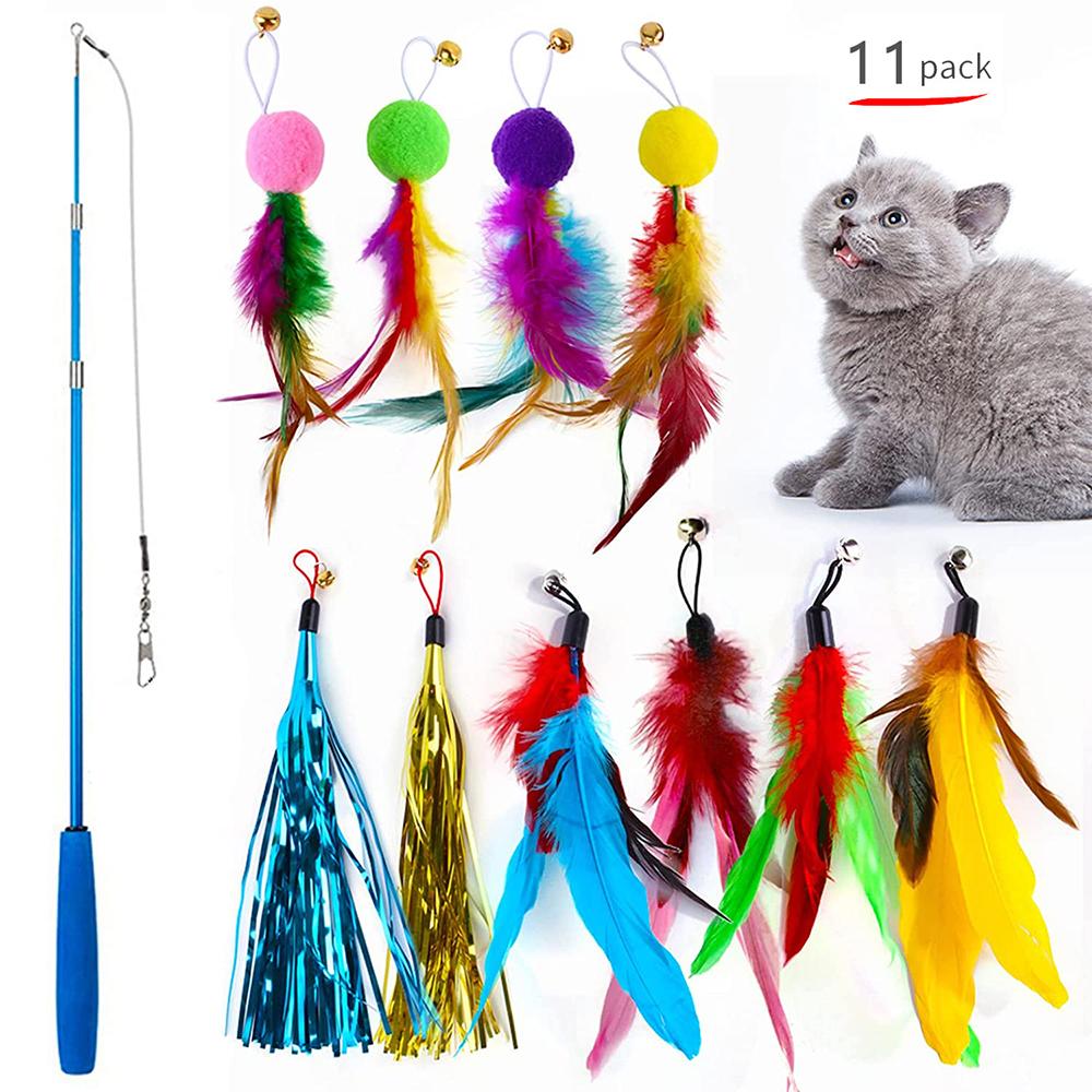 Retractable Cat Feather Toy Set-HA01377-Veeddydropshipping