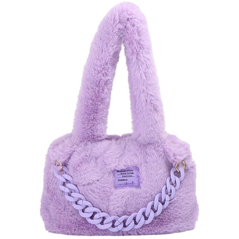 Winter Trend Designer Fashion Small Soft Faux Fur Kawaii Handbags-BS00119-Veeddydropshipping