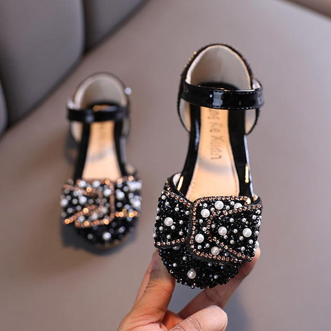 Girls Sandals Summer Princess Shoes Sequin Lace Bow-TB00138-Veeddydropshipping