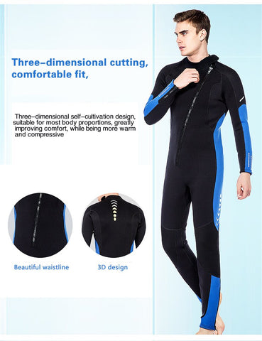 3MM Neoprene Wetsuit Men Women Front Zipper Diving Suit for Snorkeling -OS00149-Veeddydropshipping
