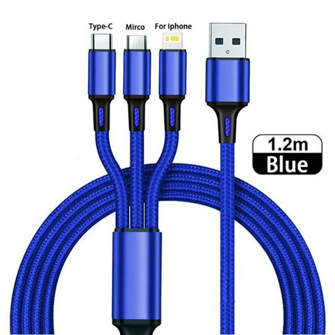 3in1 Micro USB Type C Mobile Phone Charging Cable LED lighting Charger Cable-PA00415-Veeddydropshipping