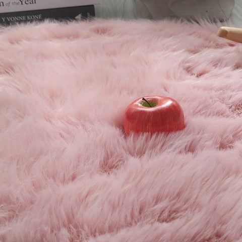 Plush Round Carpet Sheepskin Home Decor-HA00471-Veeddydropshipping