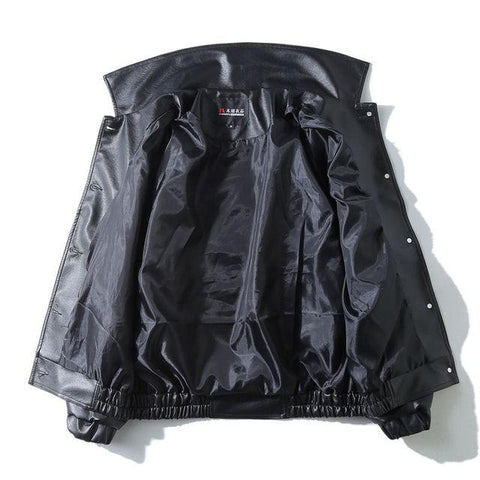 Black Soft Faux Leather Jacket Motorcycle Biker Fashion Leather Coats-MF01388-Veeddydropshipping