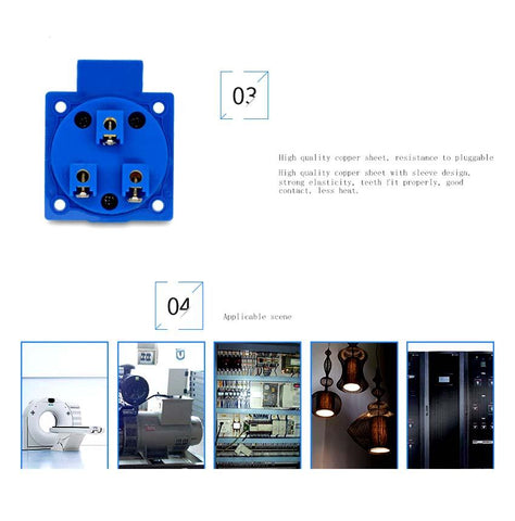 Black blue universal industry safety outlet 10A 250V IP44 CE Multi-function waterproof dusrproof -CE00154-Veeddydropshipping