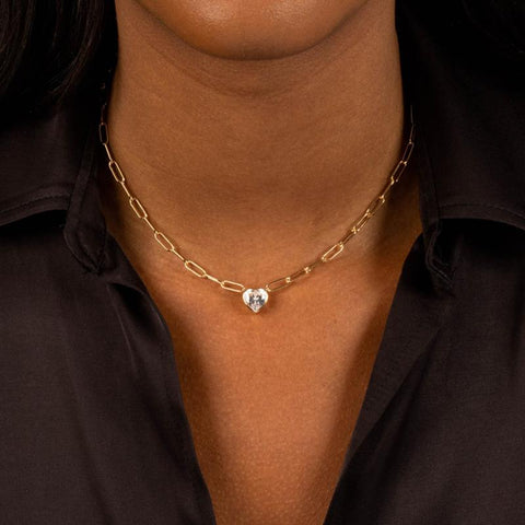 925 Sterling Zircon Heart Pendant Necklaces For Women-JW00077-Veeddydropshipping