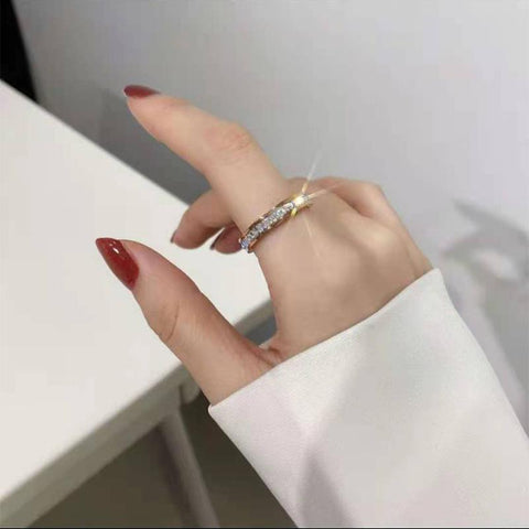 Rose Gold Color Double Row Square Zircon Ring For Women-JW00027