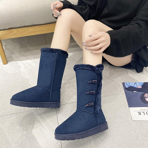 Shoes Mid-calf Snow Boots Suede Buckle Slip on Short-BS00987-Veeddydropshipping