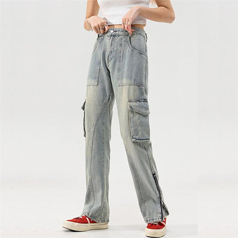 Cargo Jeans Pants Fashion Hi Street Vintage Retro-MF00580-Veeddydropshipping
