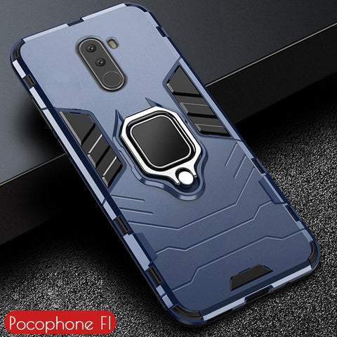 For Pocophone F1 Case Armor PC Cover Finger Ring Holder Phone Case-PA00322-Veeddydropshipping