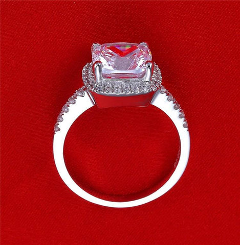 Cushion Synthetic Gem  Solitaire Engagement Ring -JW00401-Veeddydropshipping