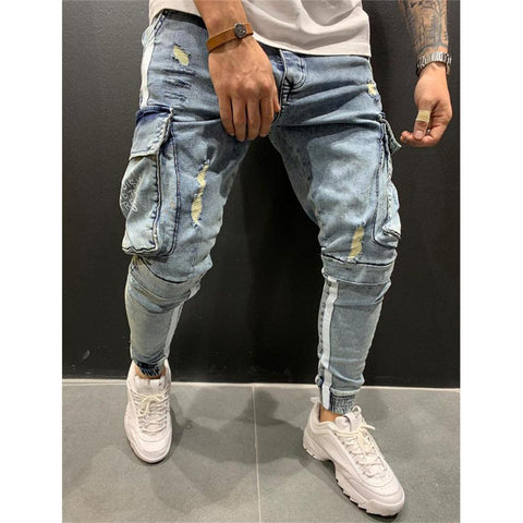 Summer Autumn Thin Slim Regular Fit Straight Jeans Elasticity-MF00519-Veeddydropshipping