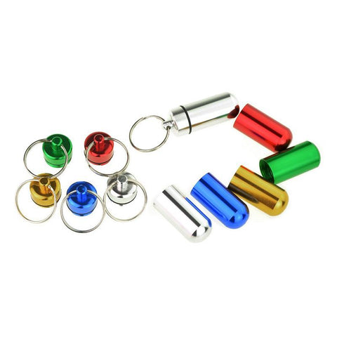 Stainless Steel Medicine Bottle Keychain Case Container-HA00792-Veeddydropshipping