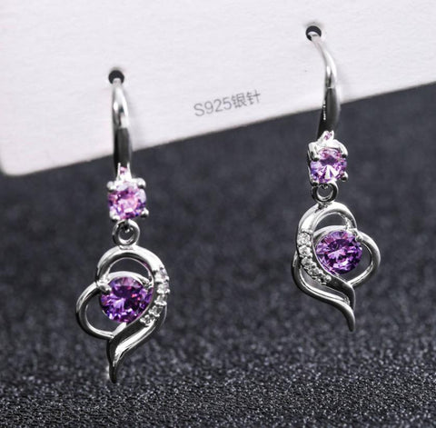 Zircon Love Heart Female Drop Earrings For Women Dainty Jewelry -JW01451-Veeddydropshipping