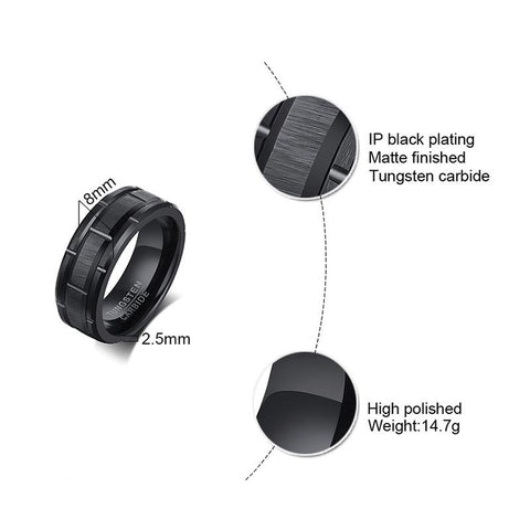 PATTERN WEDDING IN BLACK CARBIDE MEN RING  -JW00398-Veeddydropshipping