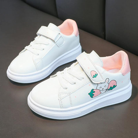 Children&#39;s Shoes Cartoon Strawberry Sports Shoes for Girls 2023 Kids Fashion White Shoes Korean PU Breathable Casual Sneakers