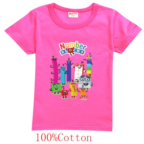 Children Cute Number Blocks Clothes Kids Summer Fashion T-shirt Baby-TB01171-Veeddydropshipping