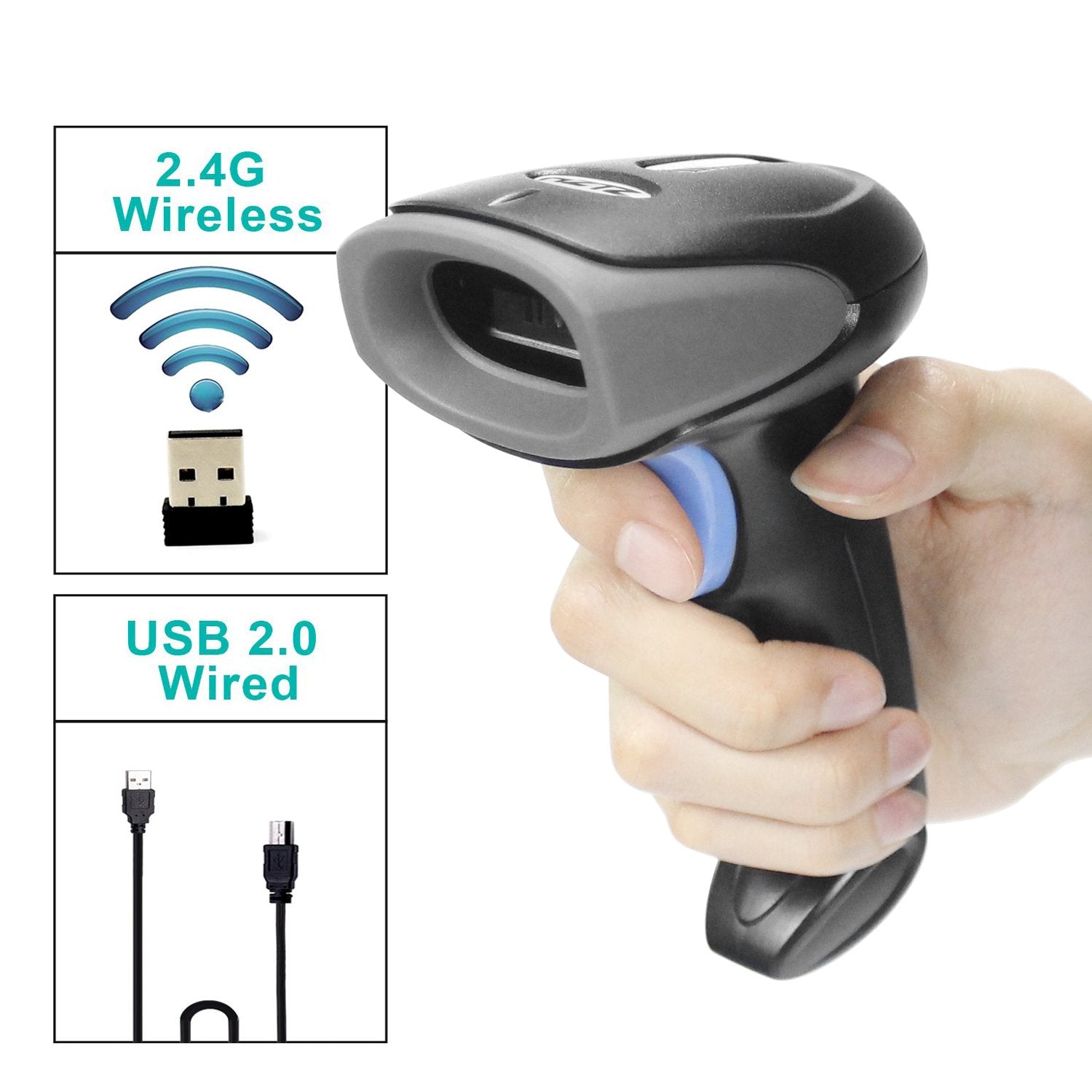 Wireless Barcode Scanner USB Wired/ 2.4G Wireless 1D Bar code Reader-Veeddydropshipping