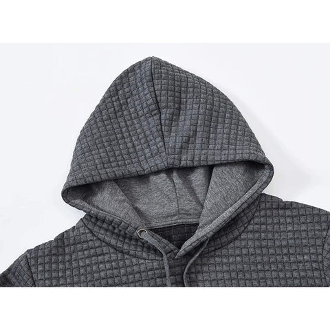 2023 Men Hoodies Long Sleeve Plaid Jacquard Pullover Drawstring Solid Tracksuit-TB01315-Veeddydropshipping