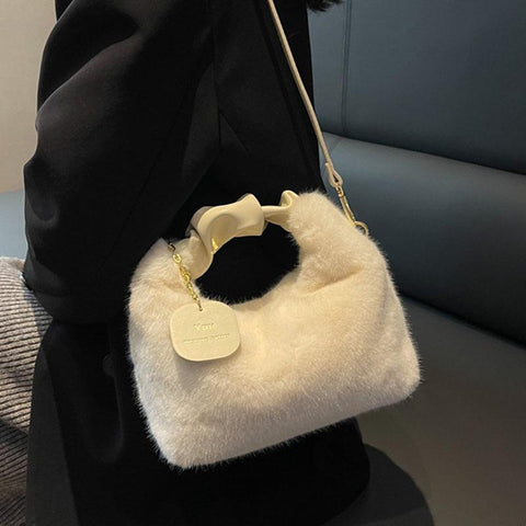 winter new warm soft plush tote bag shopping bags Messenger-BS00117-Veeddydropshipping