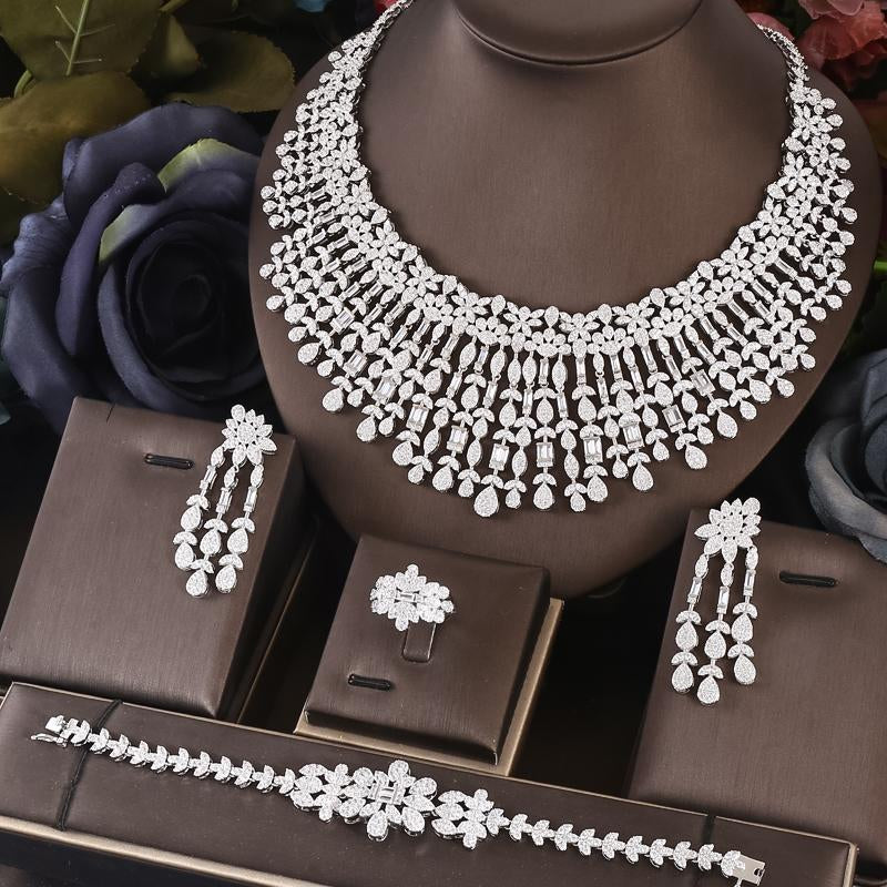 Bridal Zirconia Full Jewelry Sets  Luxury Dubai Nigeria  -JW00219-Veeddydropshipping
