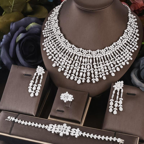Bridal Zirconia Full Jewelry Sets  Luxury Dubai Nigeria  -JW00219-Veeddydropshipping