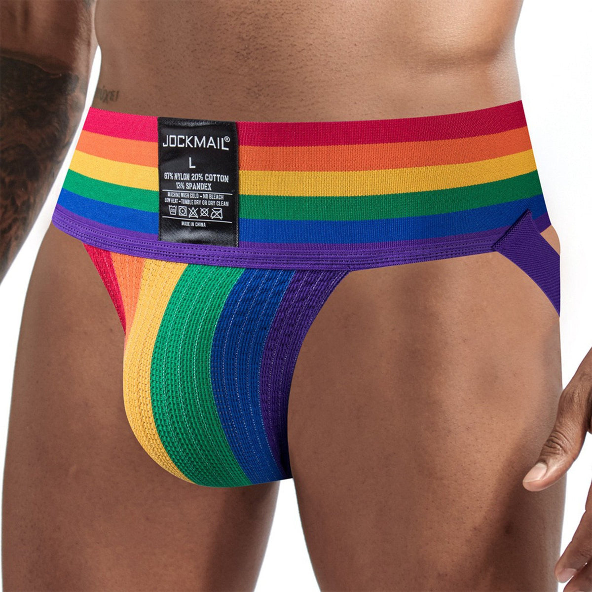 Sexy Briefs Jockstrap Pouch Cuecas Man Cotton Panties Thongs Rainbow-MF01653-Veeddydropshipping