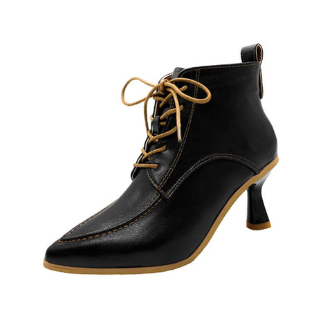 Lace Up Boots Sexy Pointed High Heels Autumn Winter-BS01044-Veeddydropshipping