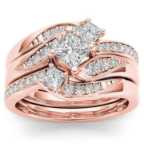 Romantic Heart Zircon Engagement Ring Set, suitable for women-JW00034-Veeddydropshipping