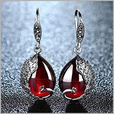 Vintage Garnet 925 Sterling Silver Drop Gemstone Pendant Necklace-JW00111-Veeddydropshipping