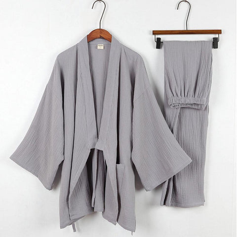 Men Long-sleeve Trousers Casual Home Service Two-piece Suit-MF01579-Veeddydropshipping