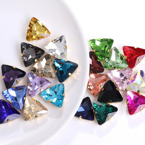Glass Strass Rhinestones Triangles Claw Sewing Accessories-HA00042-Veeddydropshipping
