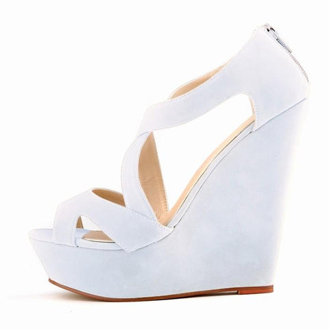 Women Casual Office Flock Leather Wedges High Heels Platform-BS00831-Veeddydropshipping
