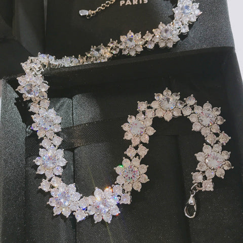 Charm Flower Chorker Necklace  zircon 925 Sterling Silver -JW01255-Veeddydropshipping