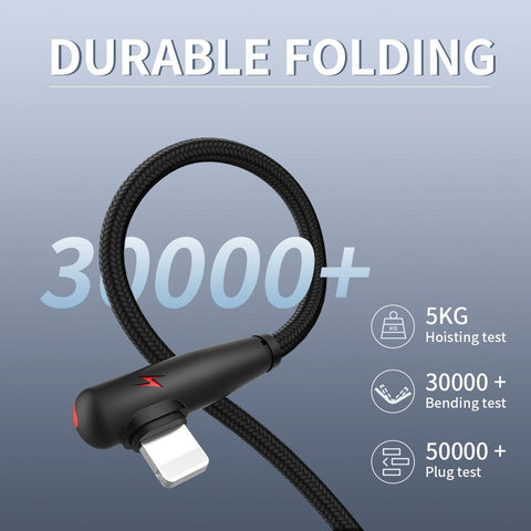 3A 90 Degree Fast Charging USB Charger Cable For iPhone 14 13 12 11 Pro X XR XS Max-PA00037-Veeddydropshipping